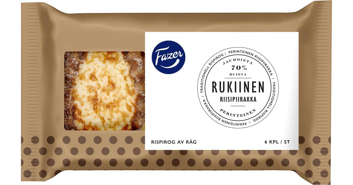 Fazer Rukiinen Riisipiirakka 6kpl 420g | S-kaupat ruoan verkkokauppa