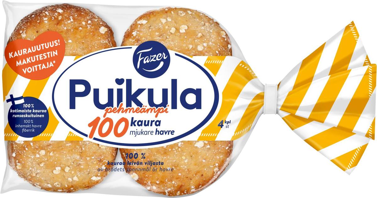 Fazer Puikula Pehmeämpi 100Kaura 4kpl 220g, kauraleipä | S-kaupat ruoan  verkkokauppa