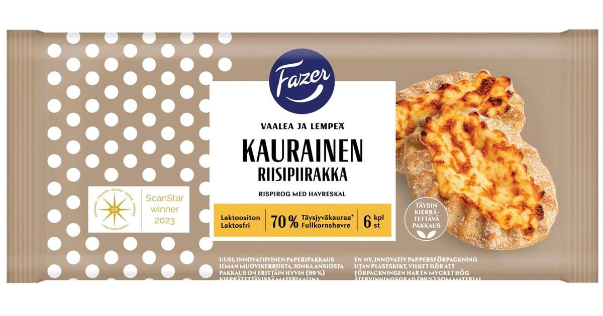 Fazer Kaurainen Riisipiirakka 6kpl 420g | S-kaupat ruoan verkkokauppa