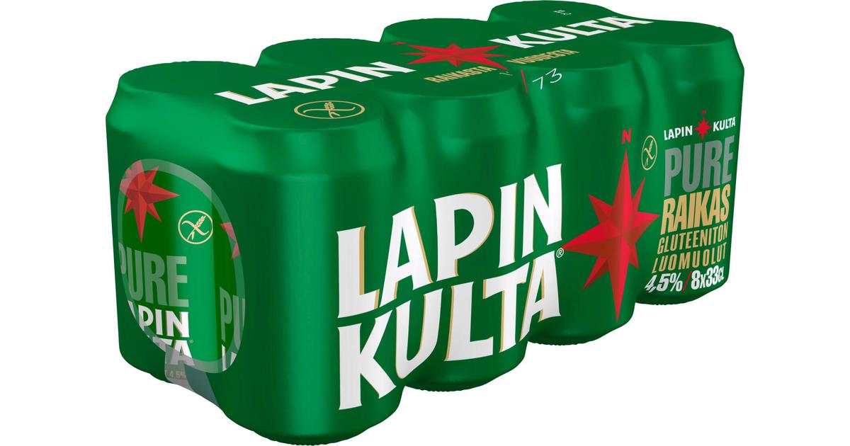 8 x Lapin Kulta Pure gluteeniton luomuolut 4,5% 0,33 l | S-kaupat ruoan  verkkokauppa