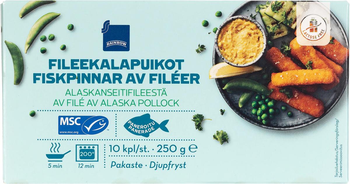 Rainbow 250g/10kpl fileekalapuikot MSC pakaste | S-kaupat ruoan verkkokauppa