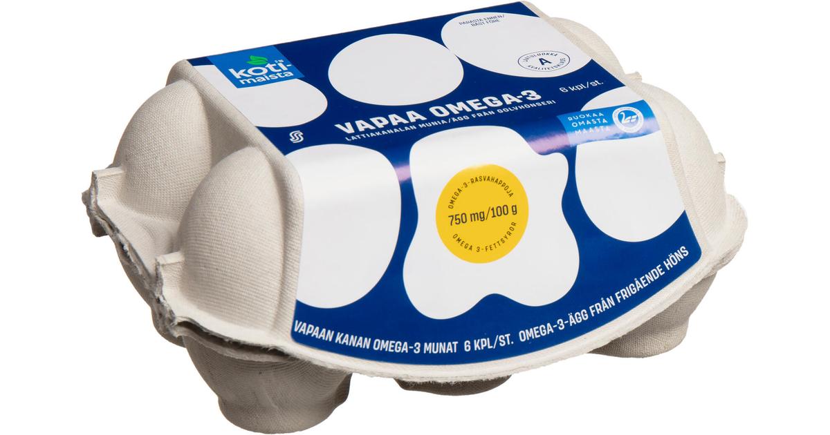 Kotimaista vapaan kanan munat omega-3 M6 348 g | S-kaupat ruoan verkkokauppa