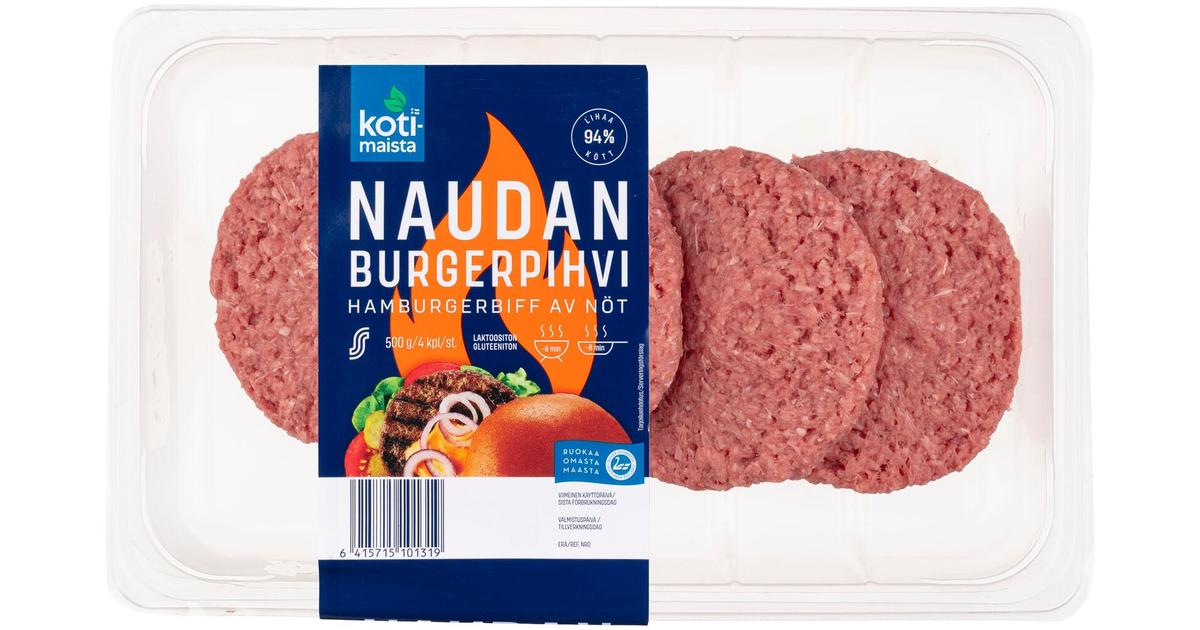 Kotimaista naudan burgerpihvi 500g | S-kaupat ruoan verkkokauppa