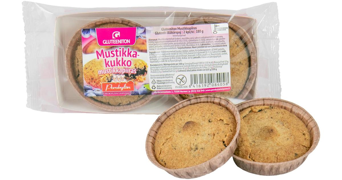 Porokylän Mustikkakukko 2 kpl/180 g, gluteeniton mustikkapiirakka |  S-kaupat ruoan verkkokauppa