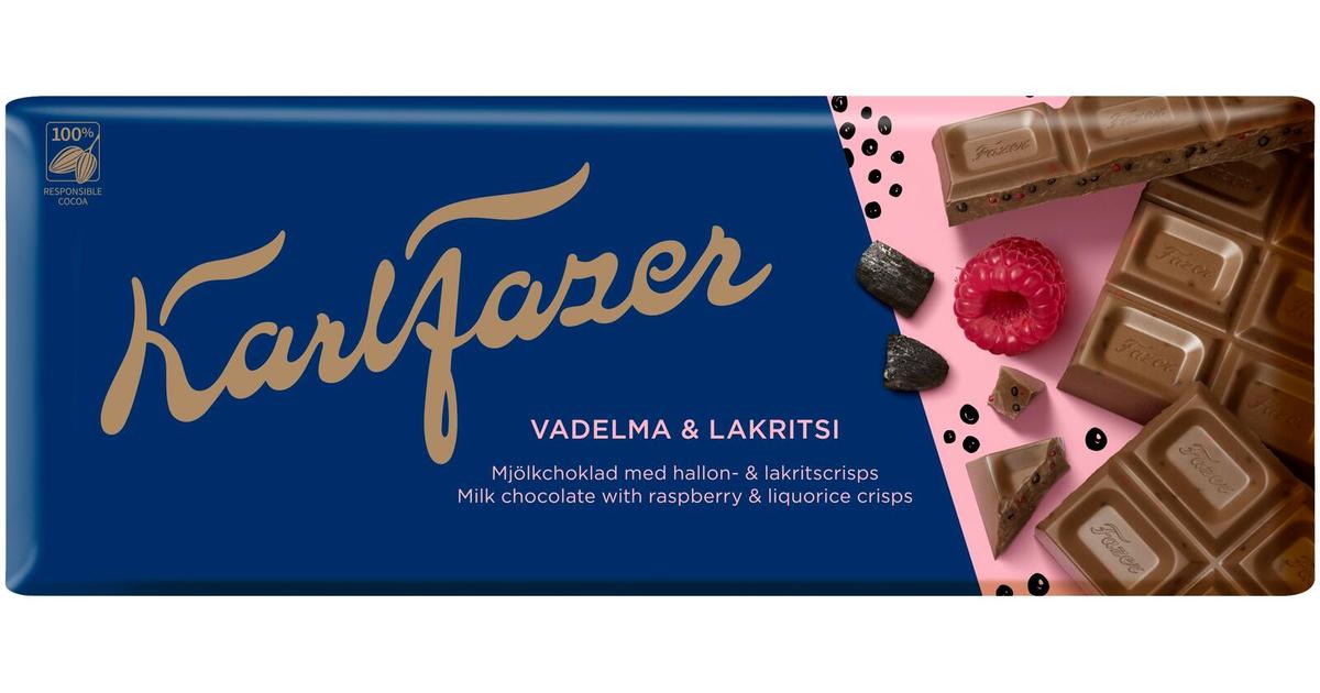 Karl Fazer vadelma & lakritsi suklaalevy 200g | S-kaupat ruoan verkkokauppa