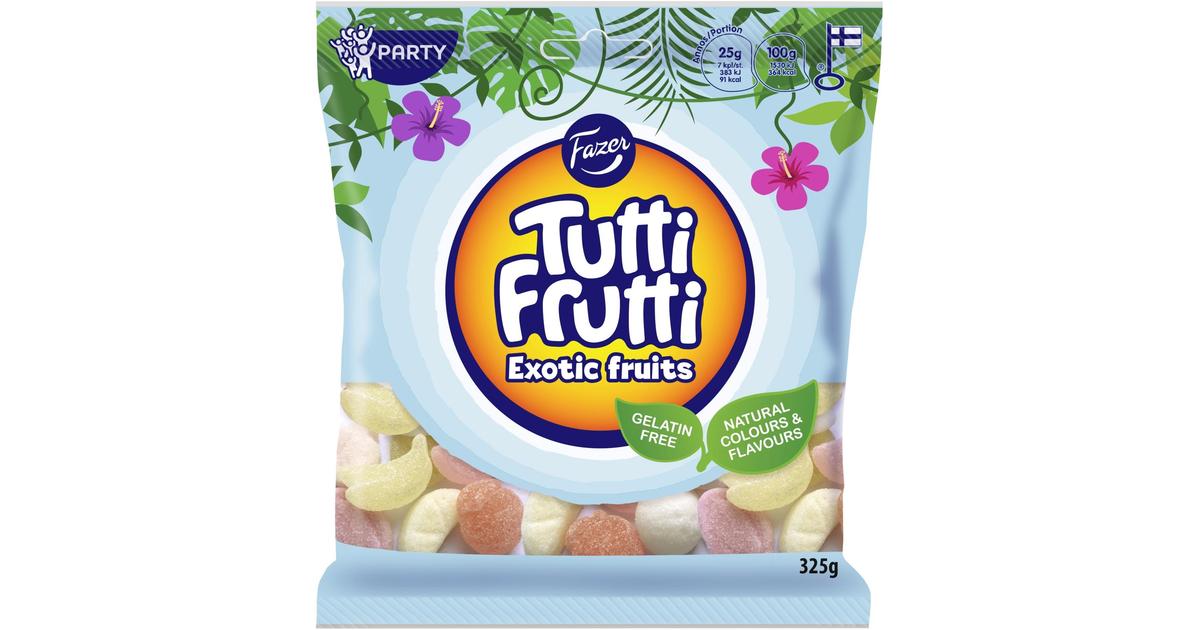 Fazer Tutti Frutti Exotic Fruits Natural Karkkipussi 325 G S Kaupat Ruoan Verkkokauppa 9238