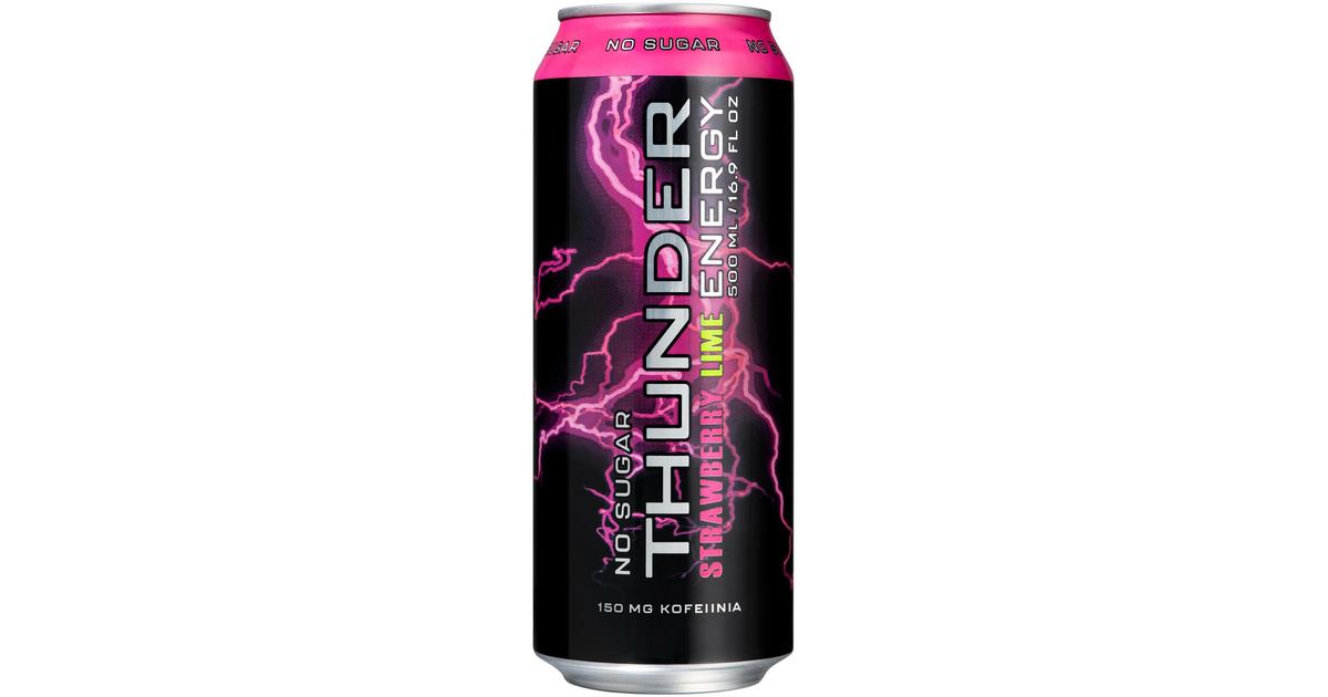 THUNDER ENERGY No sugar StrawberryLime energiajuoma 500 ml Skaupat