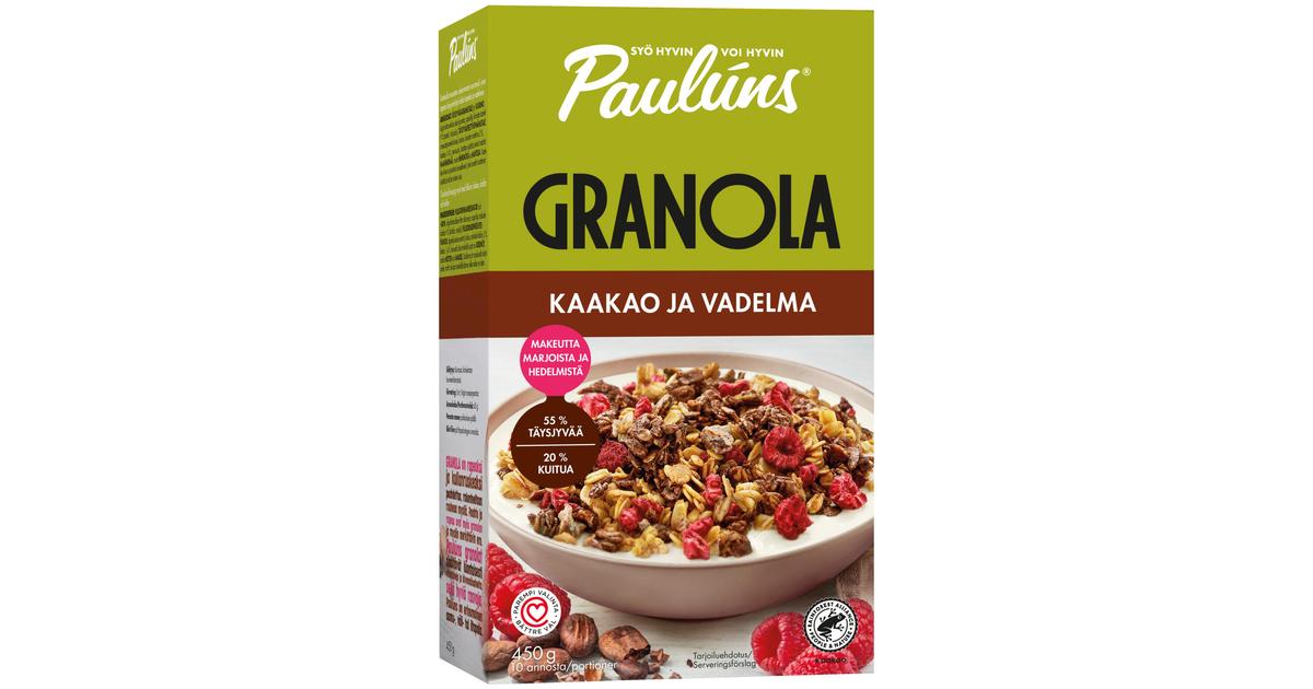 Paulúns kaakao ja vadelma granola muromysli 450g | S-kaupat ruoan  verkkokauppa