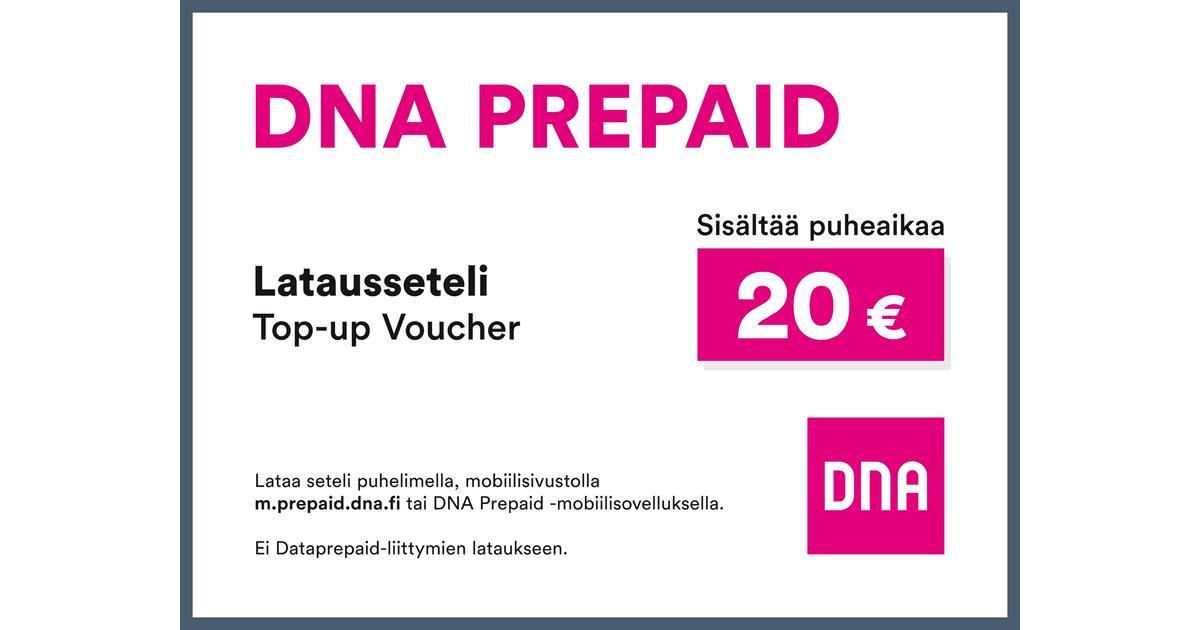 DNA Prepaid latausseteli 20€ | S-kaupat ruoan verkkokauppa