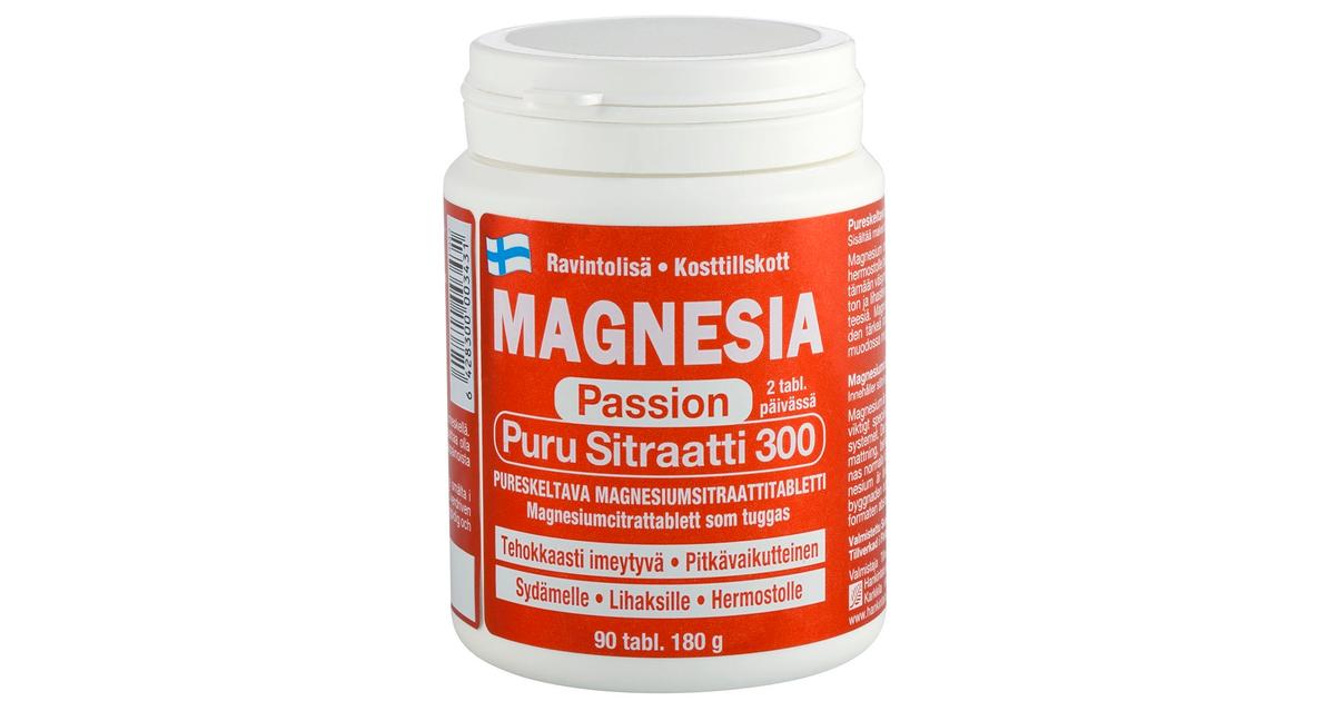 Magnesia Passion Puru Sitraatti 300 Magnesiumsitraattitabletti 90 tabl |  S-kaupat ruoan verkkokauppa