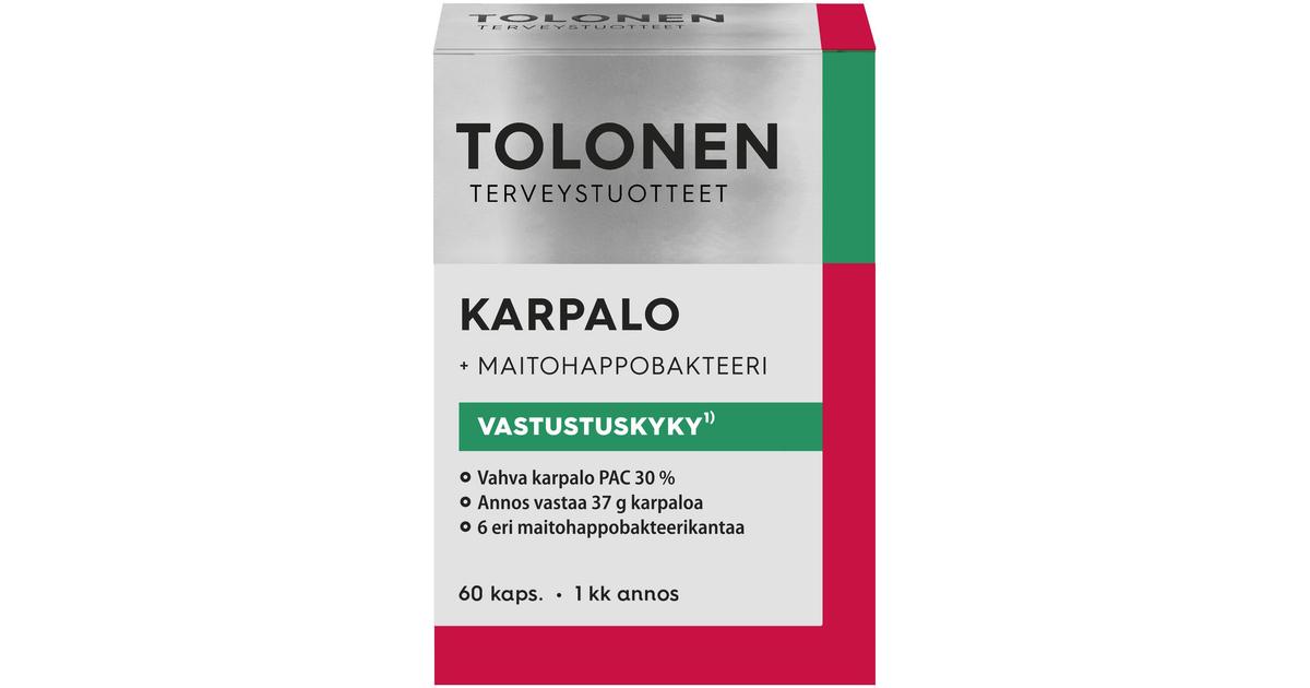 Tolonen Karpalo +maitohappobakteeri 60kaps | S-kaupat ruoan verkkokauppa