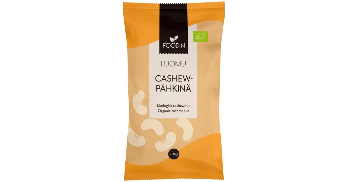 Foodin cashewpähkinä luomu 200g | S-kaupat ruoan verkkokauppa