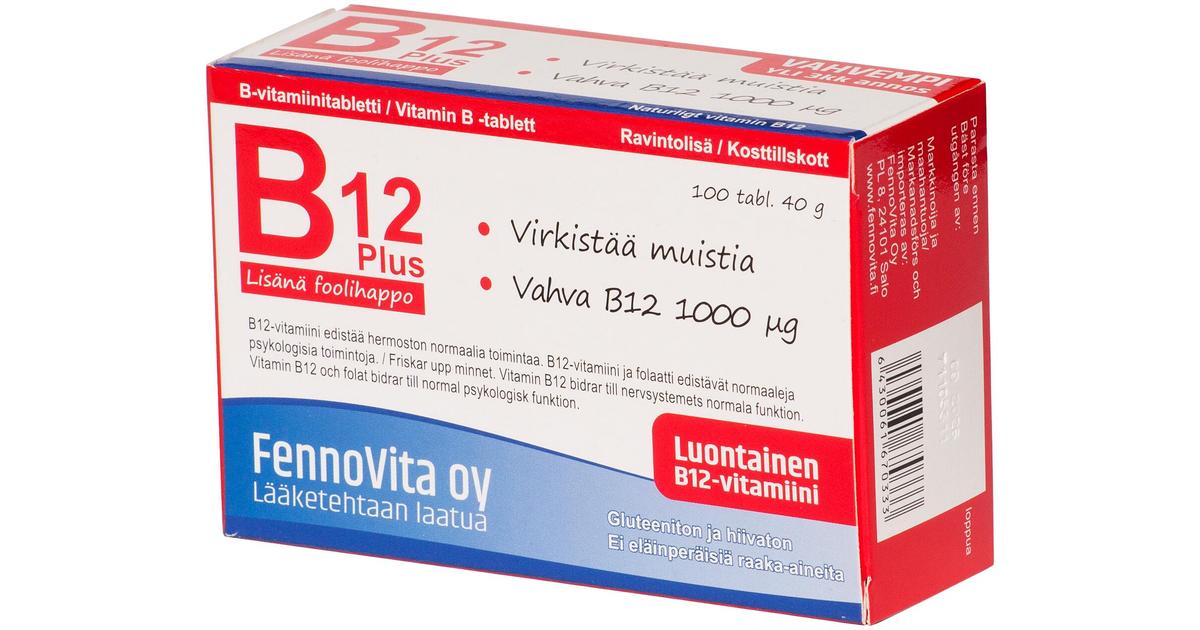 Fennovita 40g B12 1000 µg Plus foolihappo | S-kaupat ruoan verkkokauppa