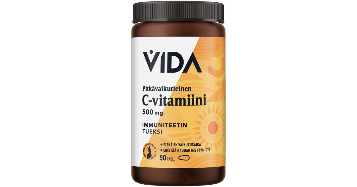 Vida C-vitamiinivalmiste C-vitamiini 500 mg pitkävaikutteinen 90 tablettia  / 82 g | S-kaupat ruoan verkkokauppa