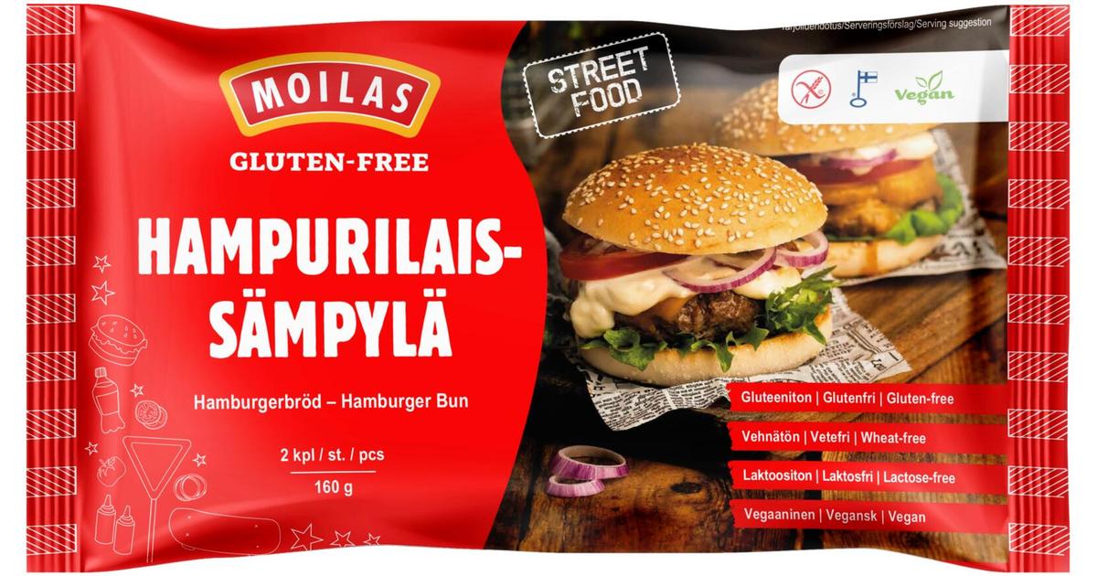 Moilas 2kpl/160g gluteeniton Hampurilaissämpylä pakaste | S-kaupat ruoan  verkkokauppa