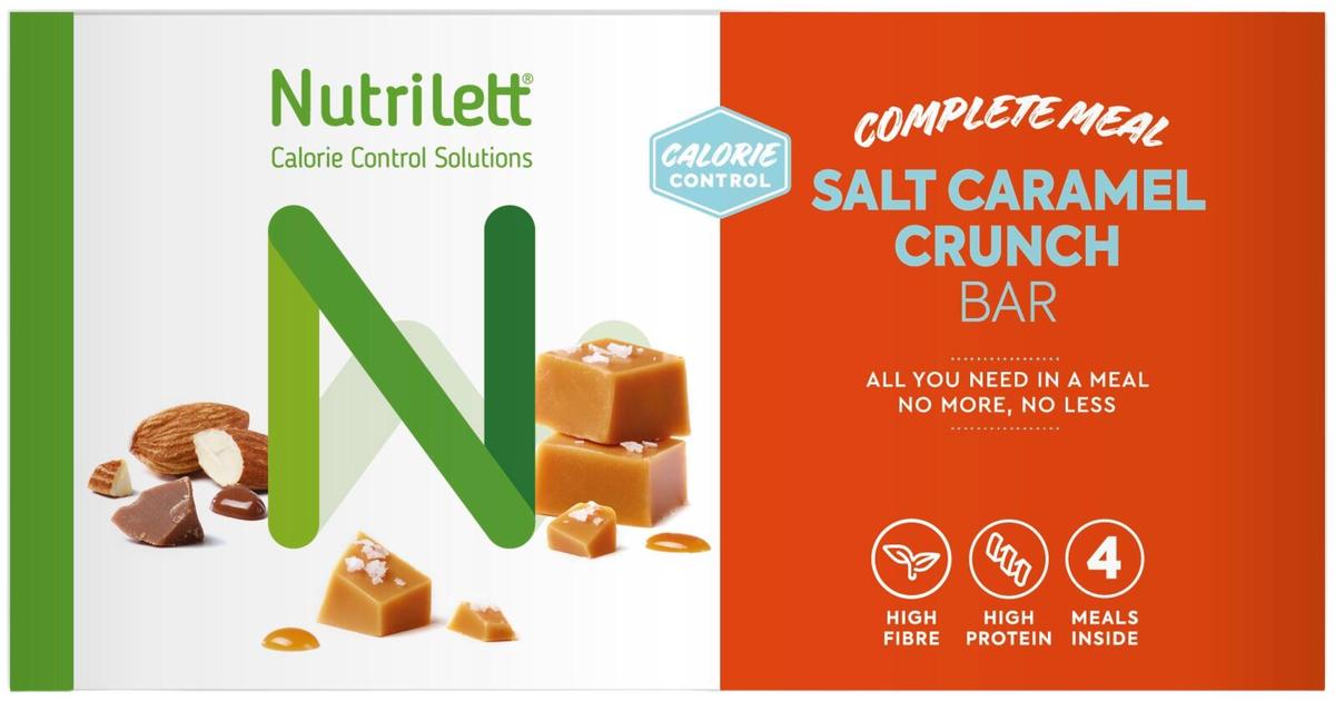 Nutrilett Salt Caramel Crunch bar vähälaktoosinen ateriankorvikepatukka  painonhallintaan 4x56g | S-kaupat ruoan verkkokauppa