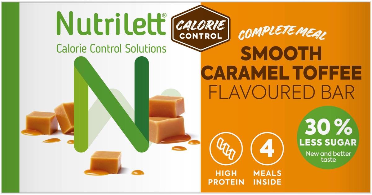 Nutrilett Smooth Caramel Toffee Flavoured Bar ateriankorvike  karamellipatukka 4x57g | S-kaupat ruoan verkkokauppa