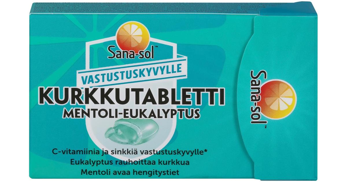 Sana-sol Mentoli-Eukalyptus sokeriton kurkkutabletti ravintolisä 16kpl /  48g | S-kaupat ruoan verkkokauppa