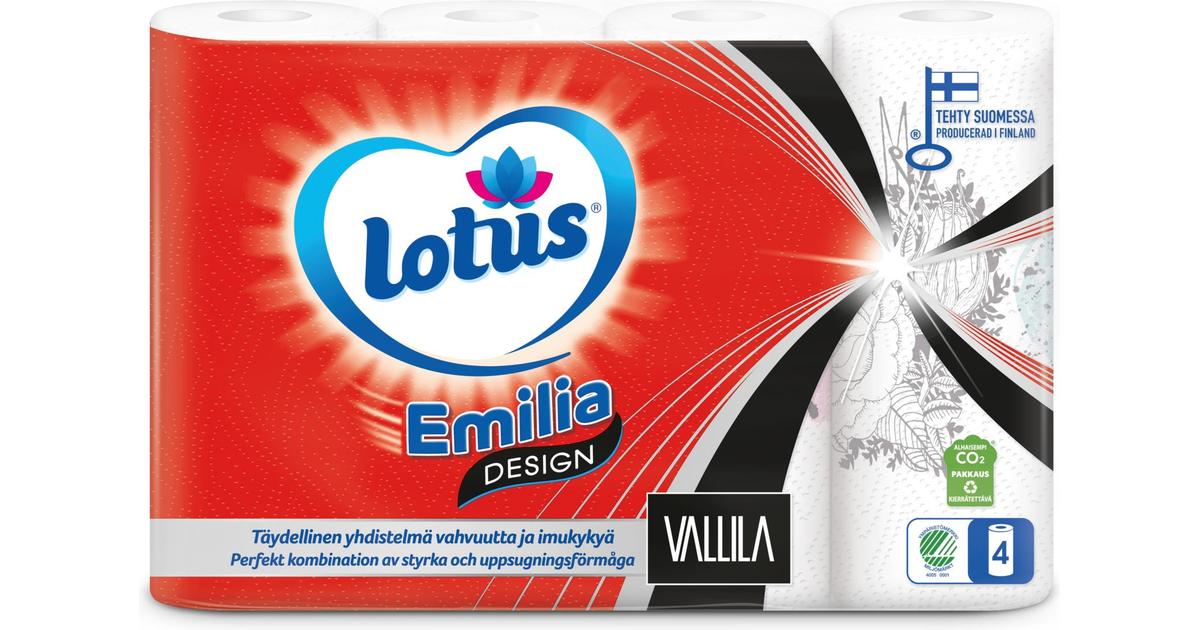 LOTUS Emilia Design Vallila Talouspaperi 4rll | S-kaupat ruoan verkkokauppa