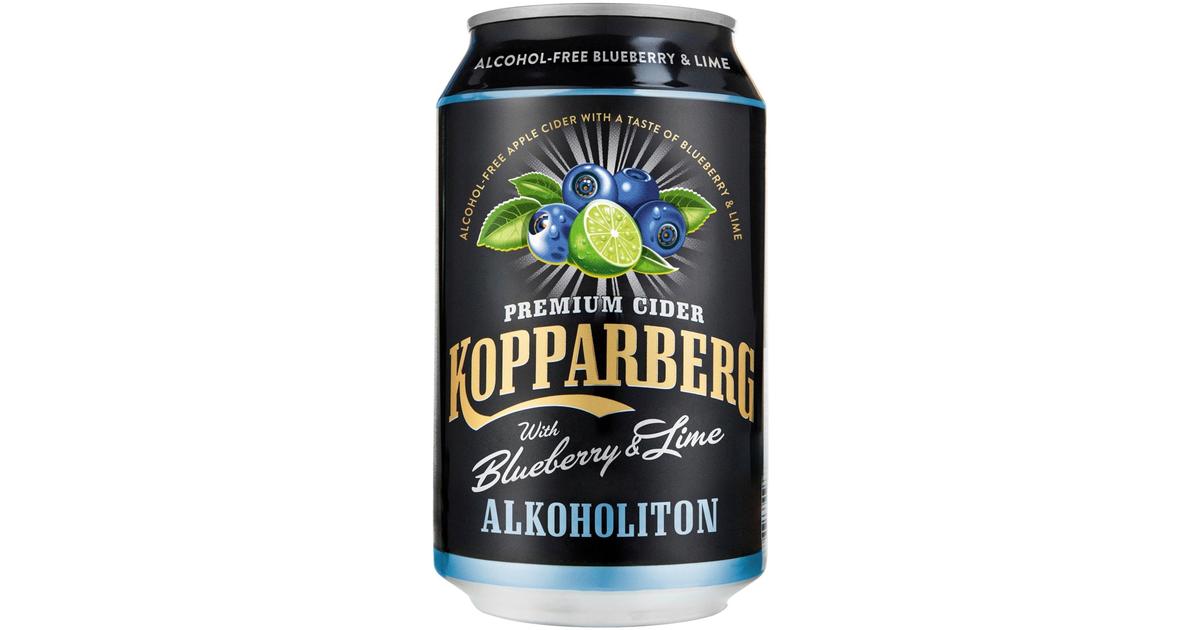 Premium Cider Kopparberg with Blueberry & Lime 0%, Mustikan ja Limen  makuinen alkoholiton omenasiideri tölkki 33cl | S-kaupat ruoan verkkokauppa