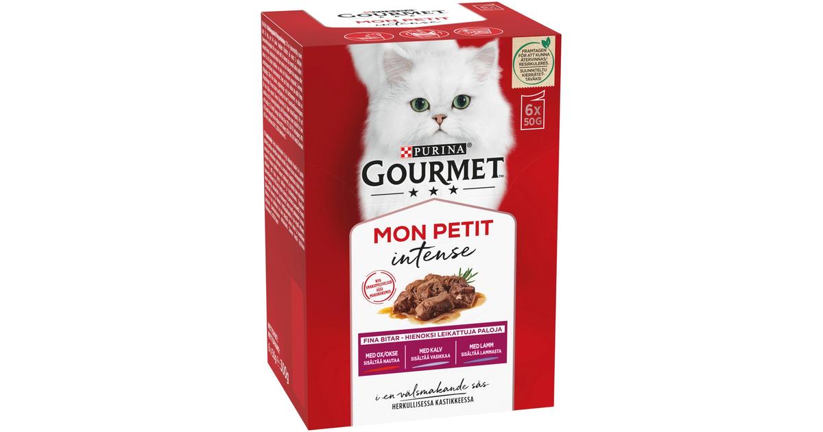 Gourmet 6x50g Mon Petit Sisältää Nautaa, Vasikkaa ja Lammasta lajitelma 3  varianttia kissanruoka | S-kaupat ruoan verkkokauppa