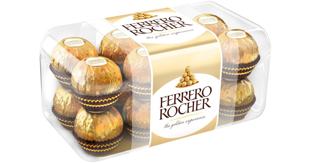 Ferrero Rocher maitosuklaalla ja hasselpähkinärouheella kuorrutettu rapea  vohvelierikoisuus sisällä kokonainen hasselpähkinä hasselpähkinäkreemissä  16kpl/200g | S-kaupat ruoan verkkokauppa