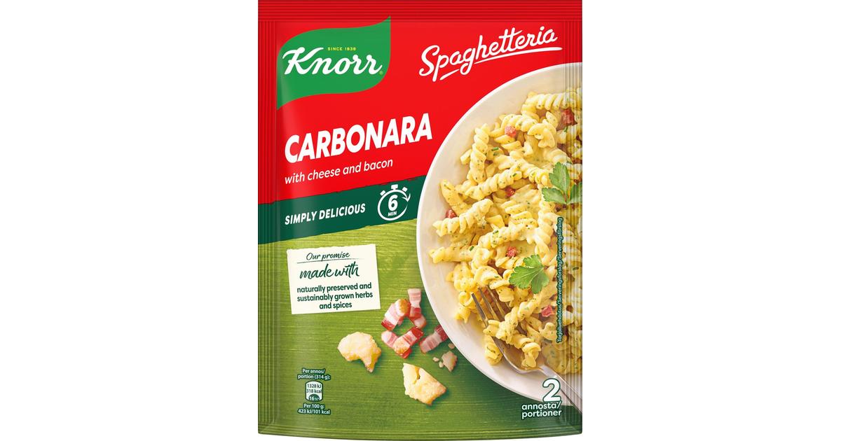 Knorr Carbonara Spaghetteria pasta-ateria Pekonia ja juustoa Valmista 6  minuutissa 154 g 2 annosta | S-kaupat ruoan verkkokauppa
