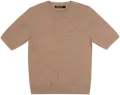 dark beige, black piping