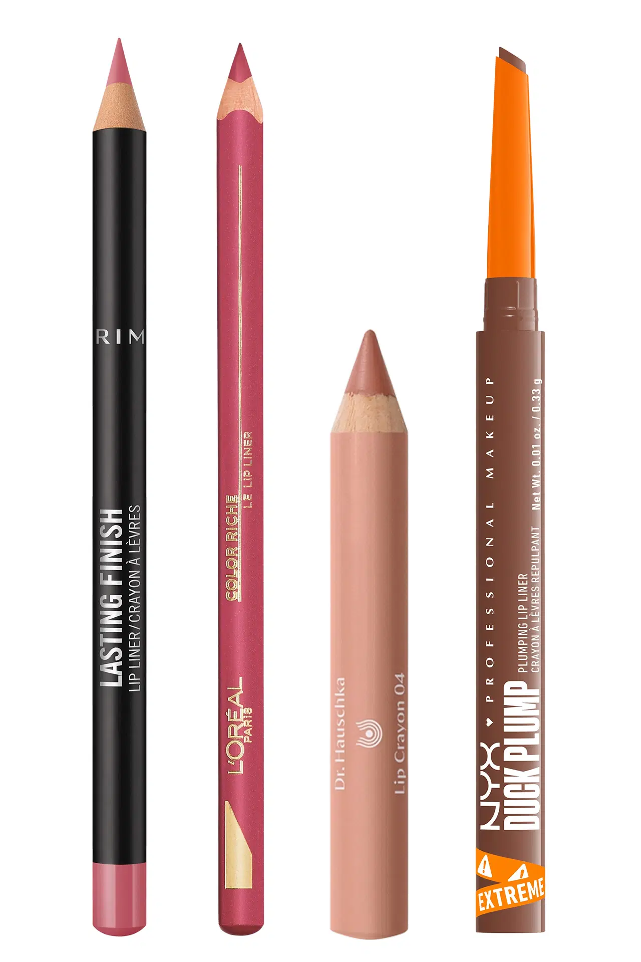 Neljä erilaista huultenrajauskynää