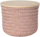 Handed By korkea pyöreä kierrätysmuovinen rasia bambukannella roosa s 16 x 21 cm