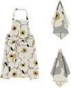 Marimekko Unikko Anniversary keittiötekstiilisetti essu ja 2 keittiöpyyhettä