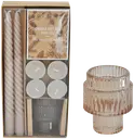 Finnmari Lahjapaketti 13,5x6,5x27 cm beige 2kpl antiikkikynttilä, 4kpl tuikku, 1kpl kynttilälasi