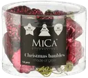 Mica decorations Lasinen riippukoriste 14 kpl/ rasia punainen