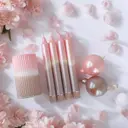 Puttipaja kruunukynttilä raita vaaleanpunainen-kaakao helmiäinen 4 kpl