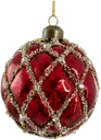 SHISHI Lasipallo 8cm kultaglitteri antiikki punainen