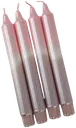 Puttipaja kruunukynttilä raita vaaleanpunainen-kaakao helmiäinen 4 kpl