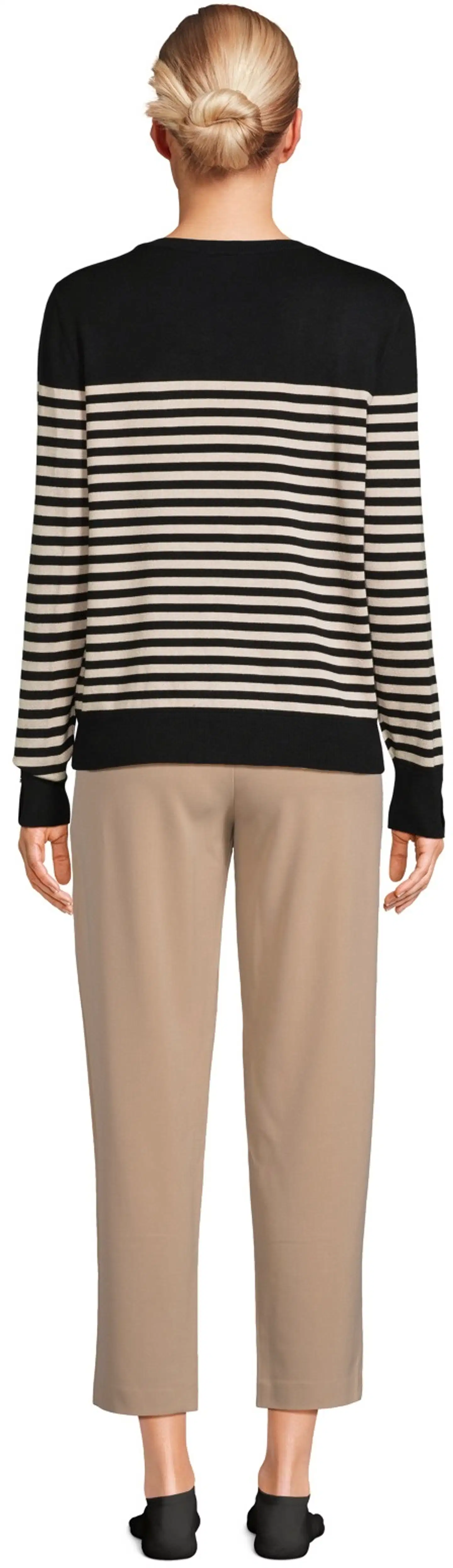 London Fog naisten raidallinen neule 213L262902 - black/beige - 3