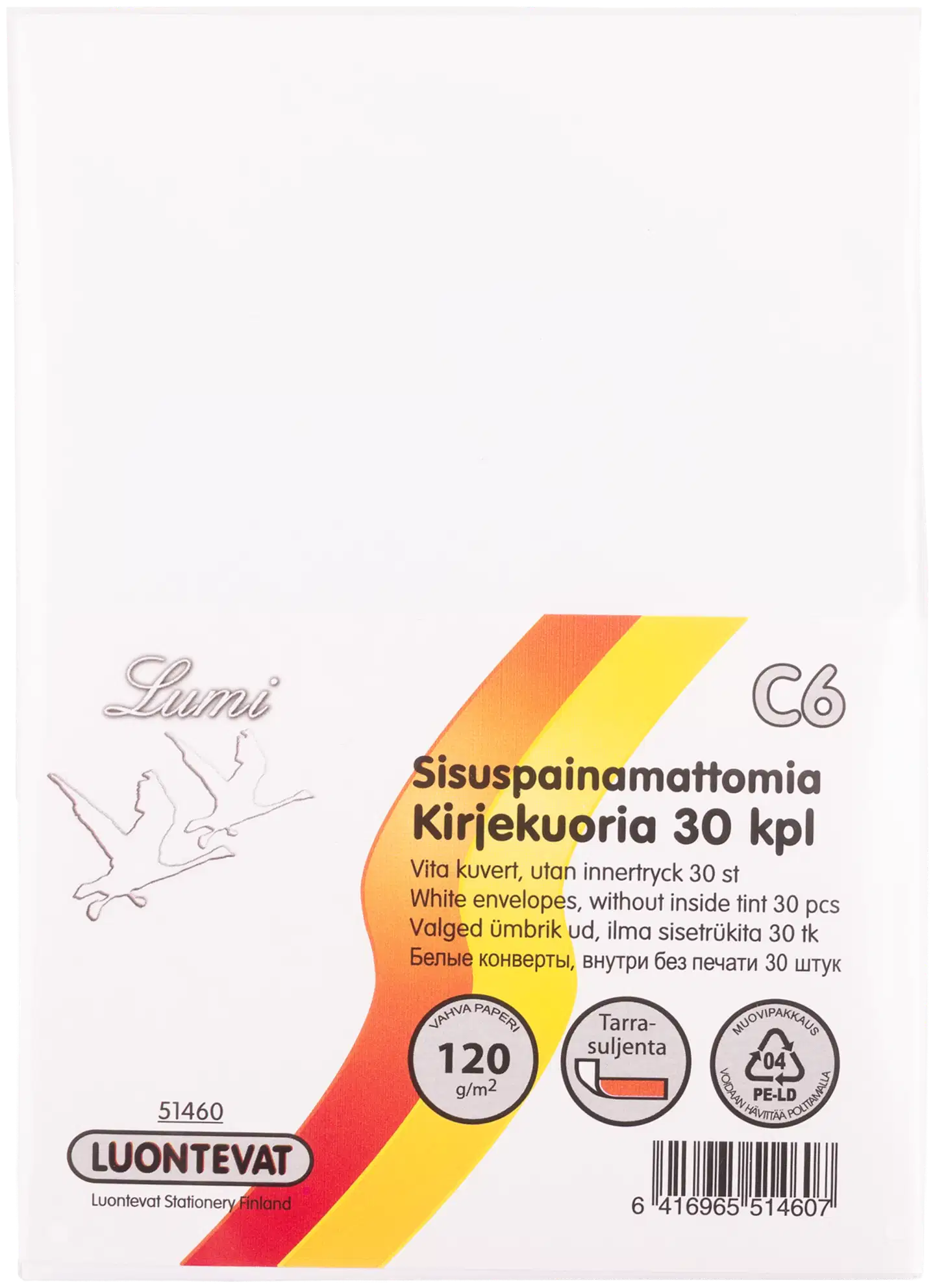Luontevat kirjekuori Lumi C6 valkoinen tarrasuljenta 30 kpl - 1