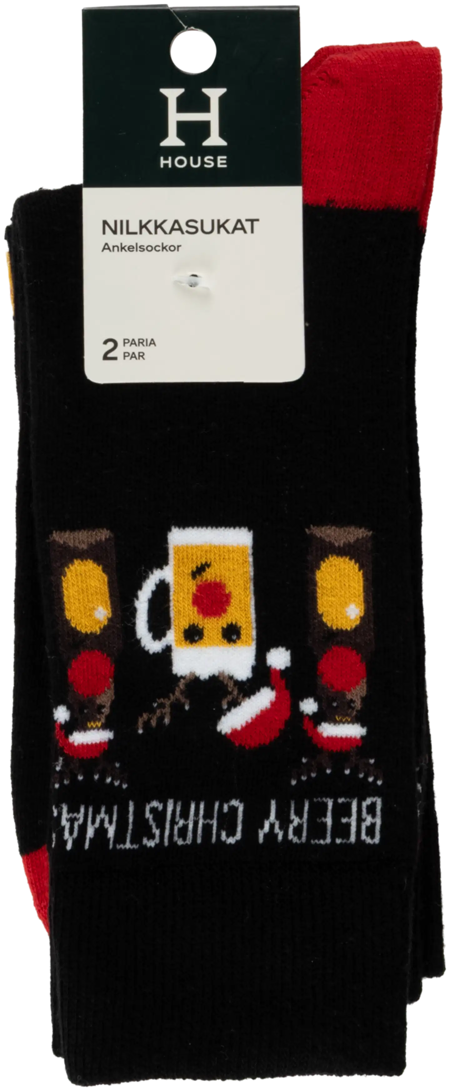 House miesten nilkkasukat Joulu 193H322622 2-pack - Black/red - 1