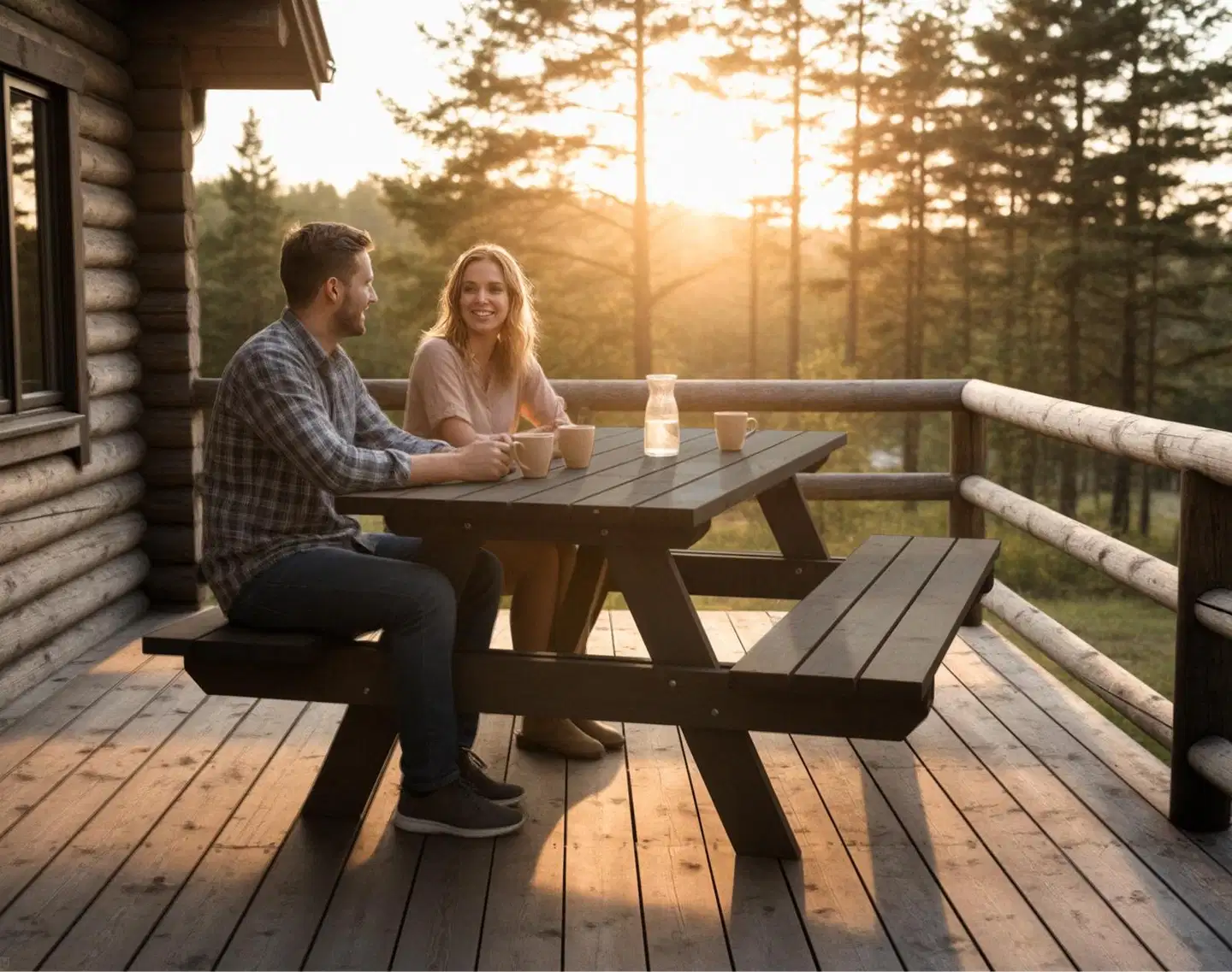 Piknik ryhmä tumman harmaa, 76x170x170cm - 4