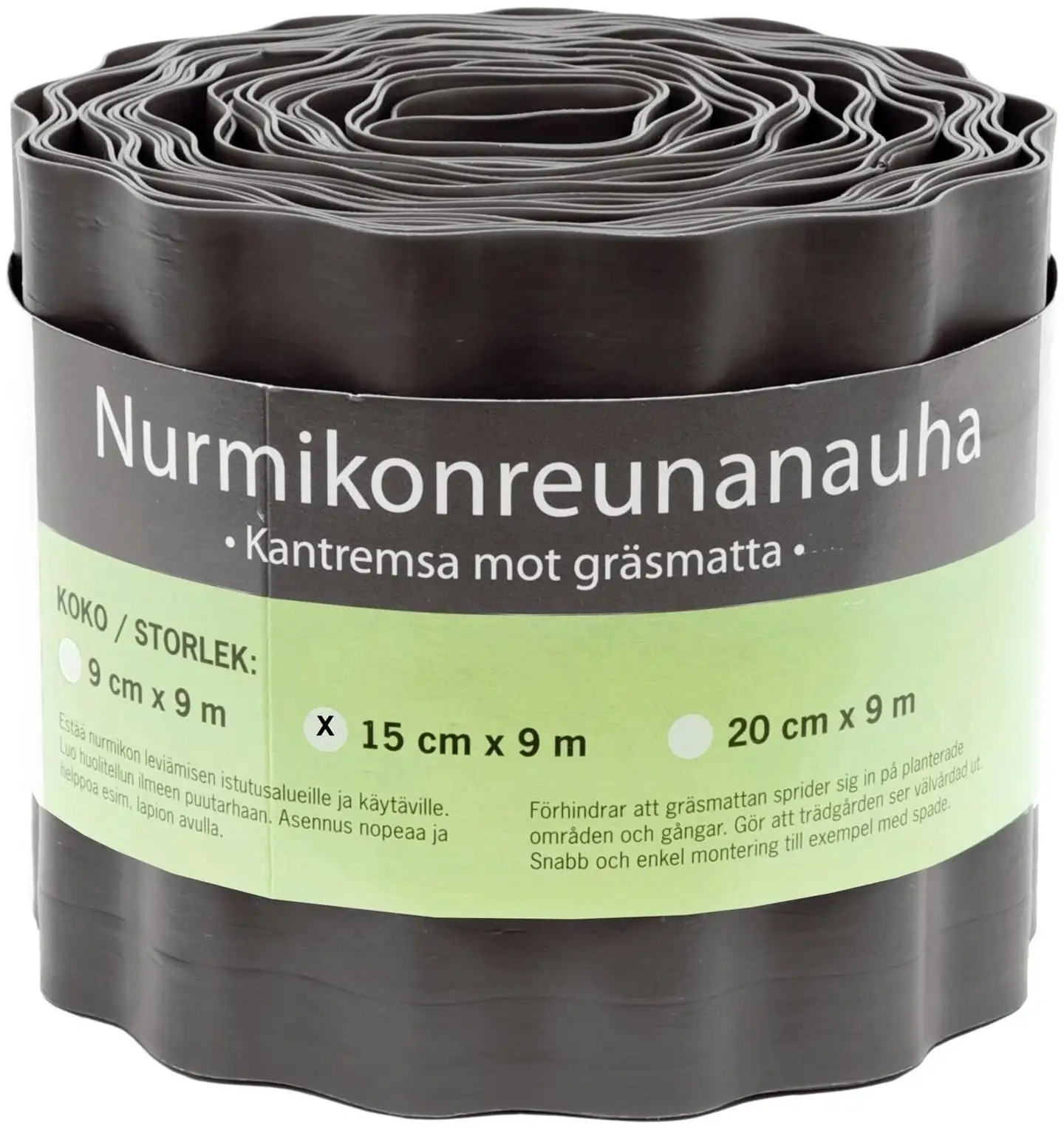 Nurmikonreunanauha muovia musta 0,15x9 m