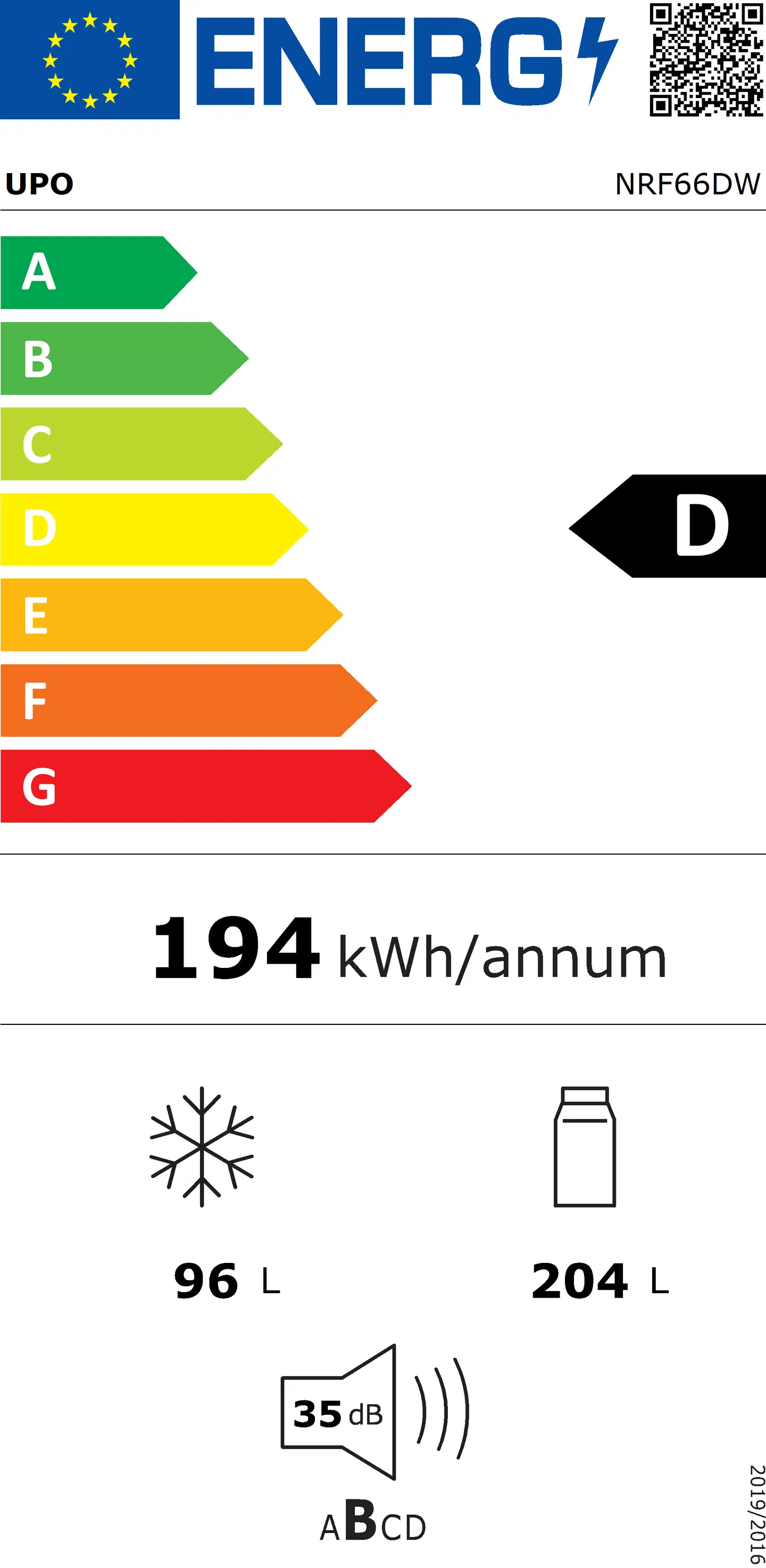 UPO jääkaappipakastin NRF66DW valkoinen - 7