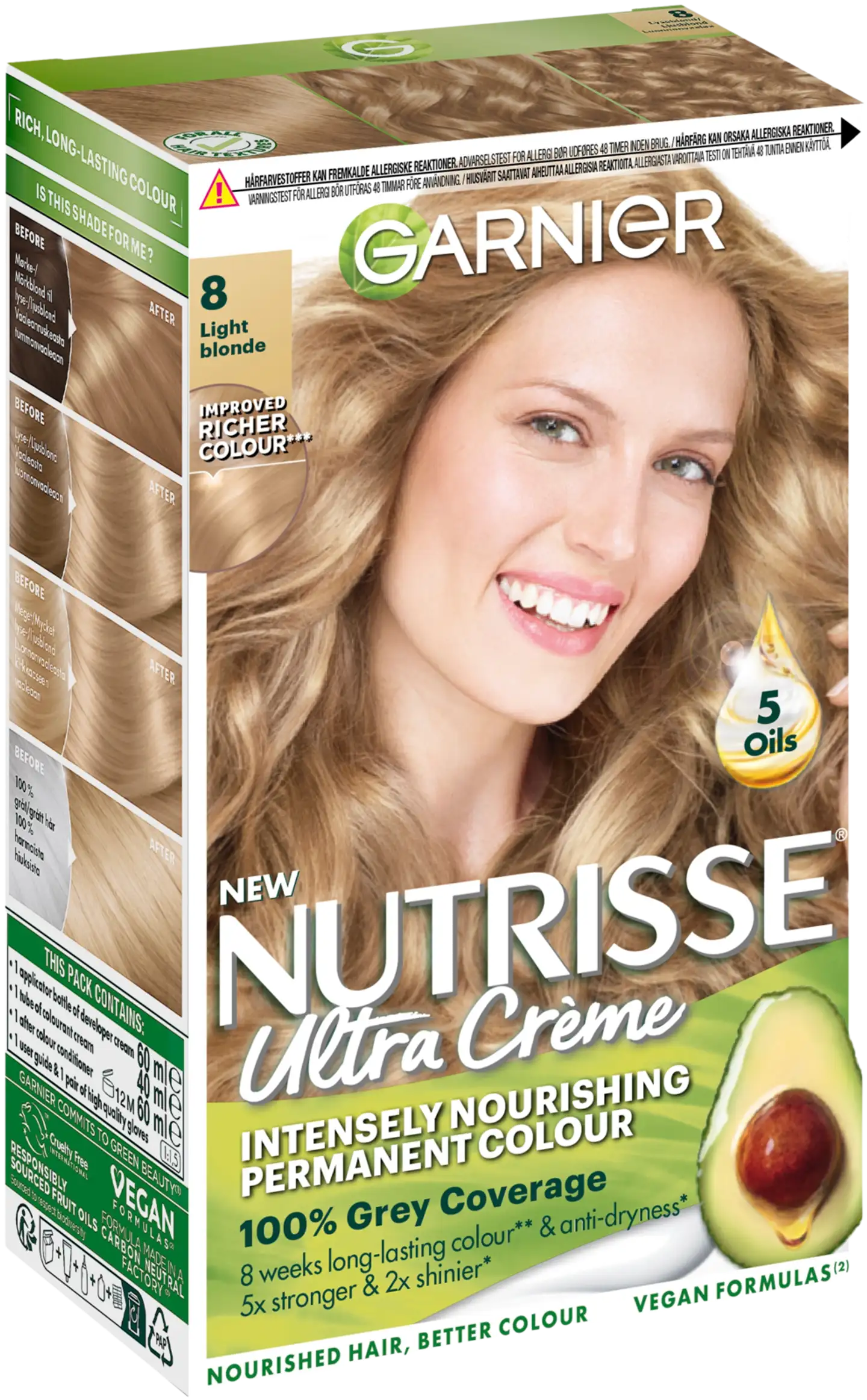 Garnier Nutrisse Ultra Creme 8.0 Light Blonde Luonnonvaalea kestoväri  1kpl - 1