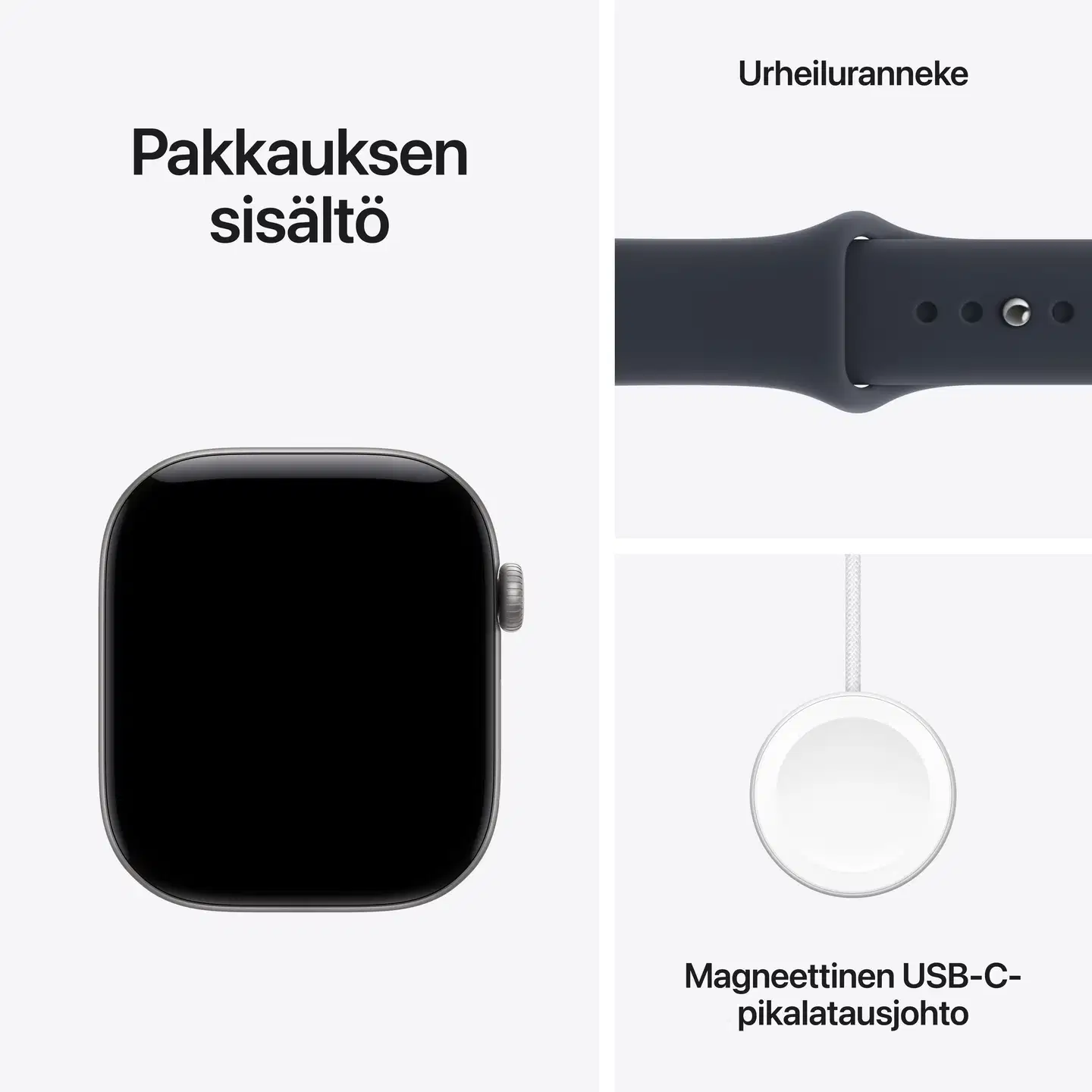 Apple Watch Series 12 GPS 46 mm:n tähtiharmaa alumiinikuori ja laivastonsininen urheiluranneke - S/M - MJEH4QN/A - 5