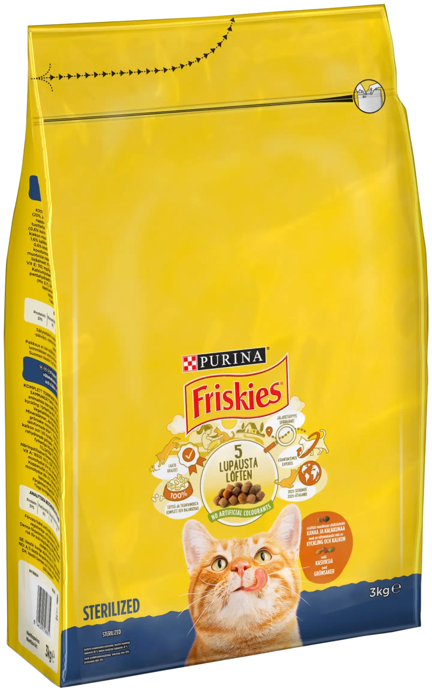 Friskies 3kg Sterilised Cats Kalkkunaa ja kasviksia kissanruoka