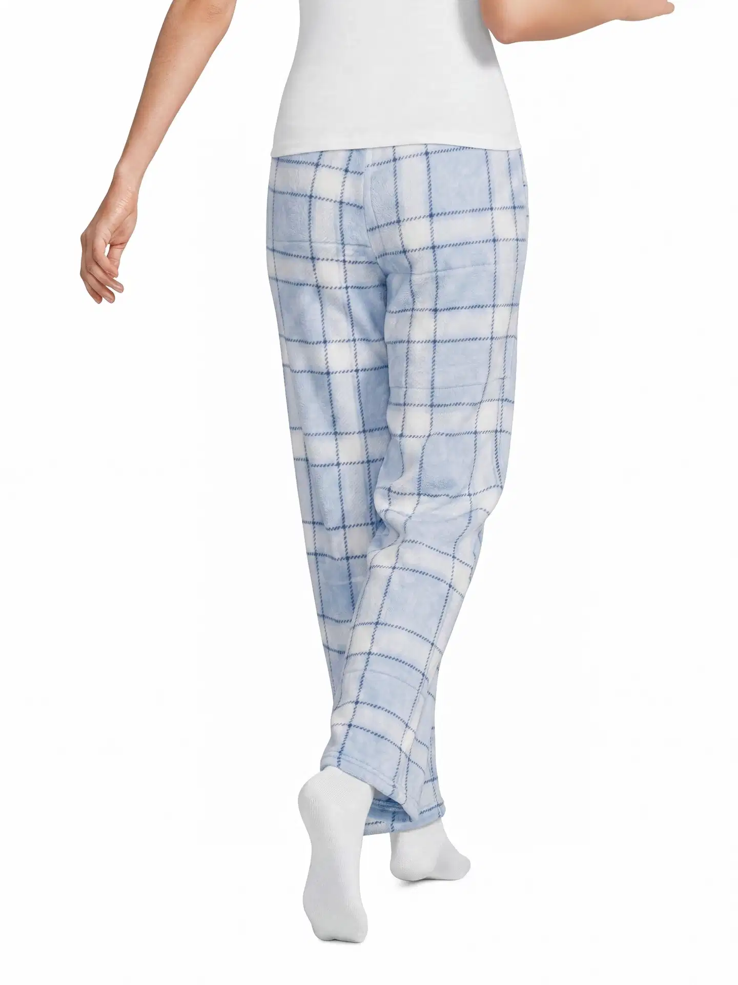 Actuelle naisten fleecehousut 212A382636 - Blue check - 3
