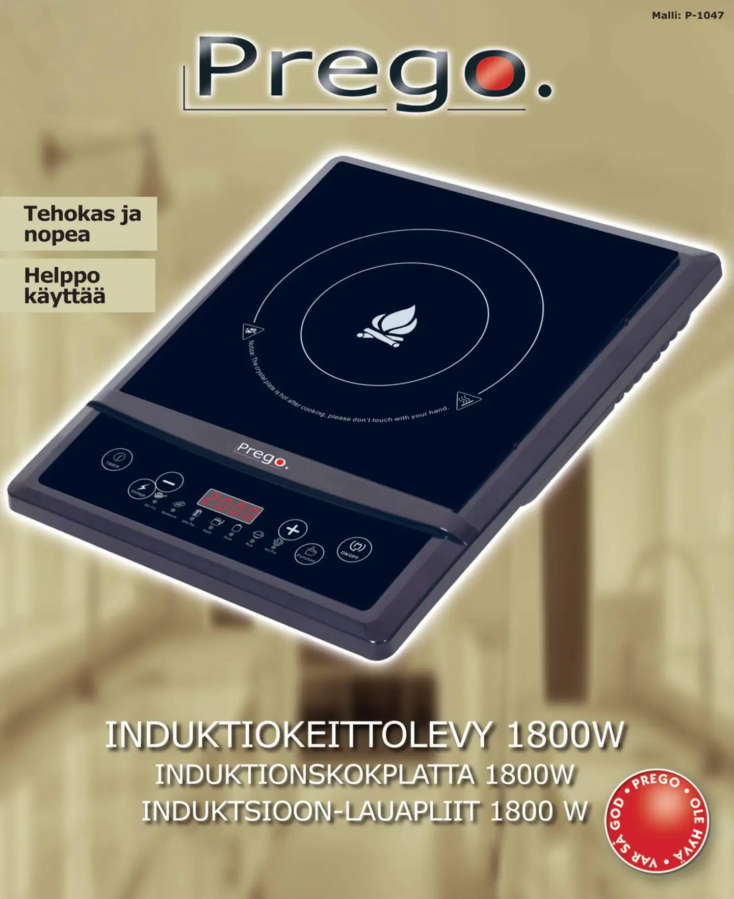Prego induktiokeittolevy 1800W - 2