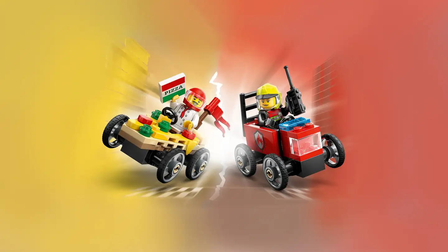 LEGO® City Great Vehicles 60458 Pizza-auto vastaan  paloauto – kilpa-autopakkaus - 7