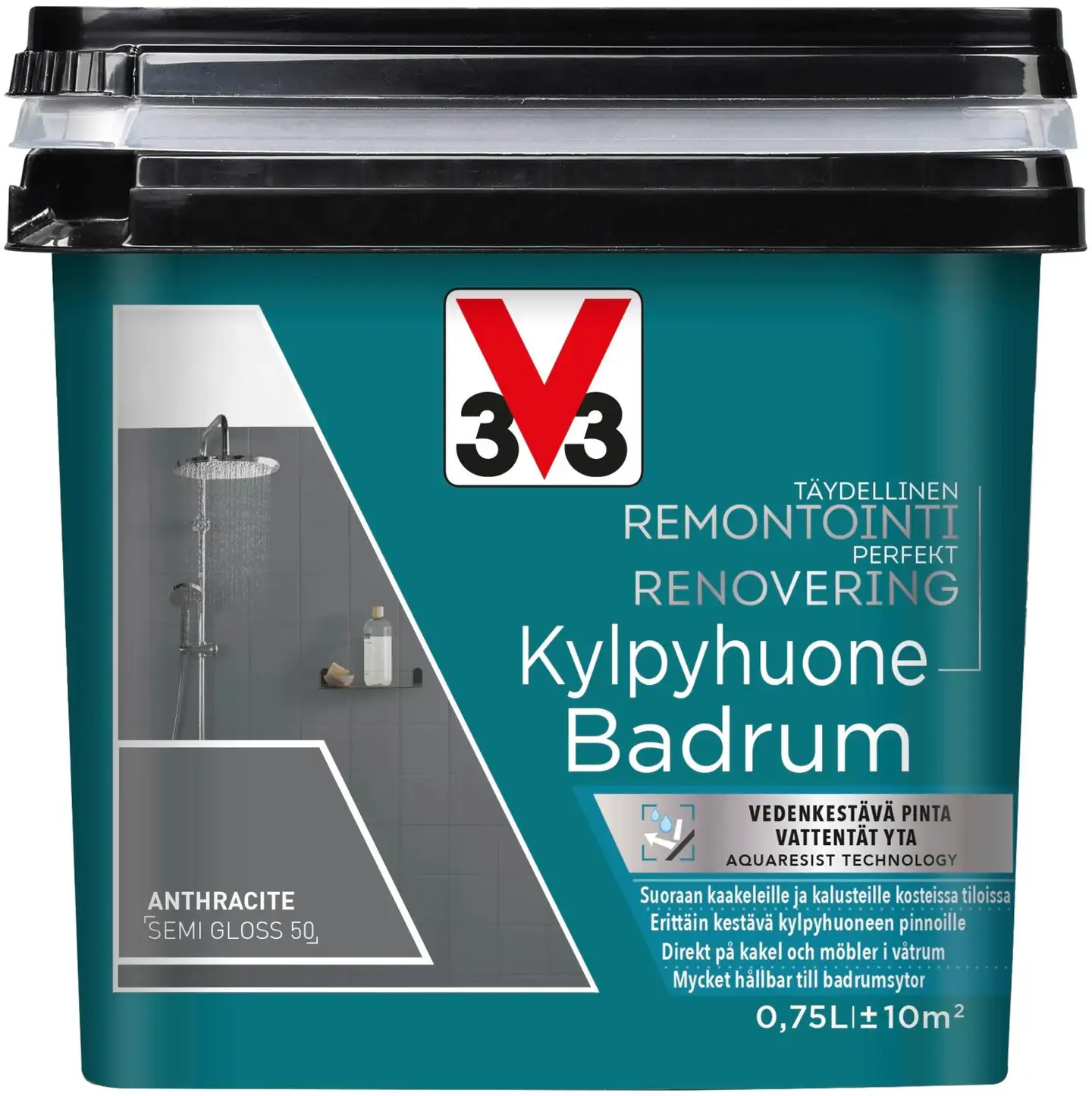 V33 Remontointimaali kylpyhuone 750ml Anthracite