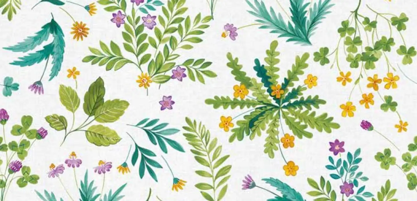 Dolce Vita vahakangaspöytäliina Clovers 140x240cm 5077-01 valkoinen/vihreä/lila/keltainen